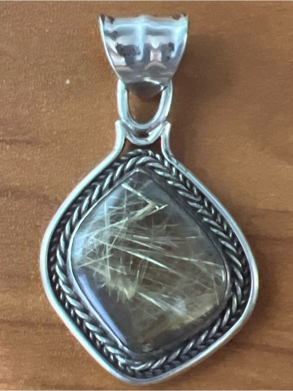 Sterling Silver Rutilated Quartz Pendant - Golden Brown